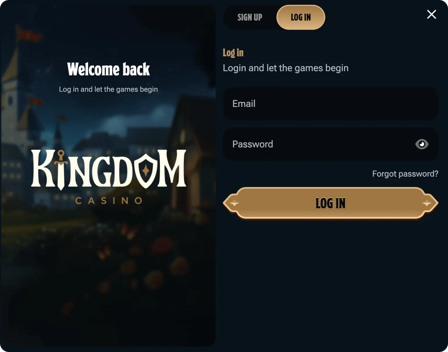 Log in Kingdom Casino
